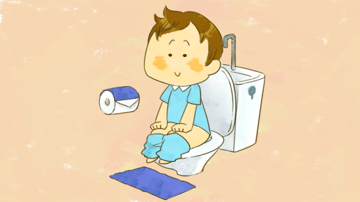 トイレに座る子供のイラスト
